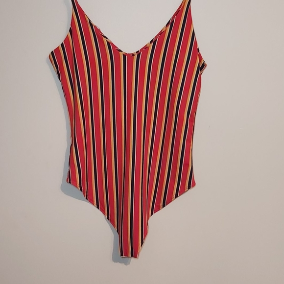 multicolour striped spaghetti strap body suit - Picture 4 of 4